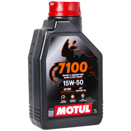 Motorolja, MOTUL 7100 15W-50. API SN. JASO MA2. Helsyntet. 1 Liter - Kastberga MC